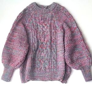 NEW! EDDIE BAUER Chunky Cable Knit Sweater Key Hole Back Small.